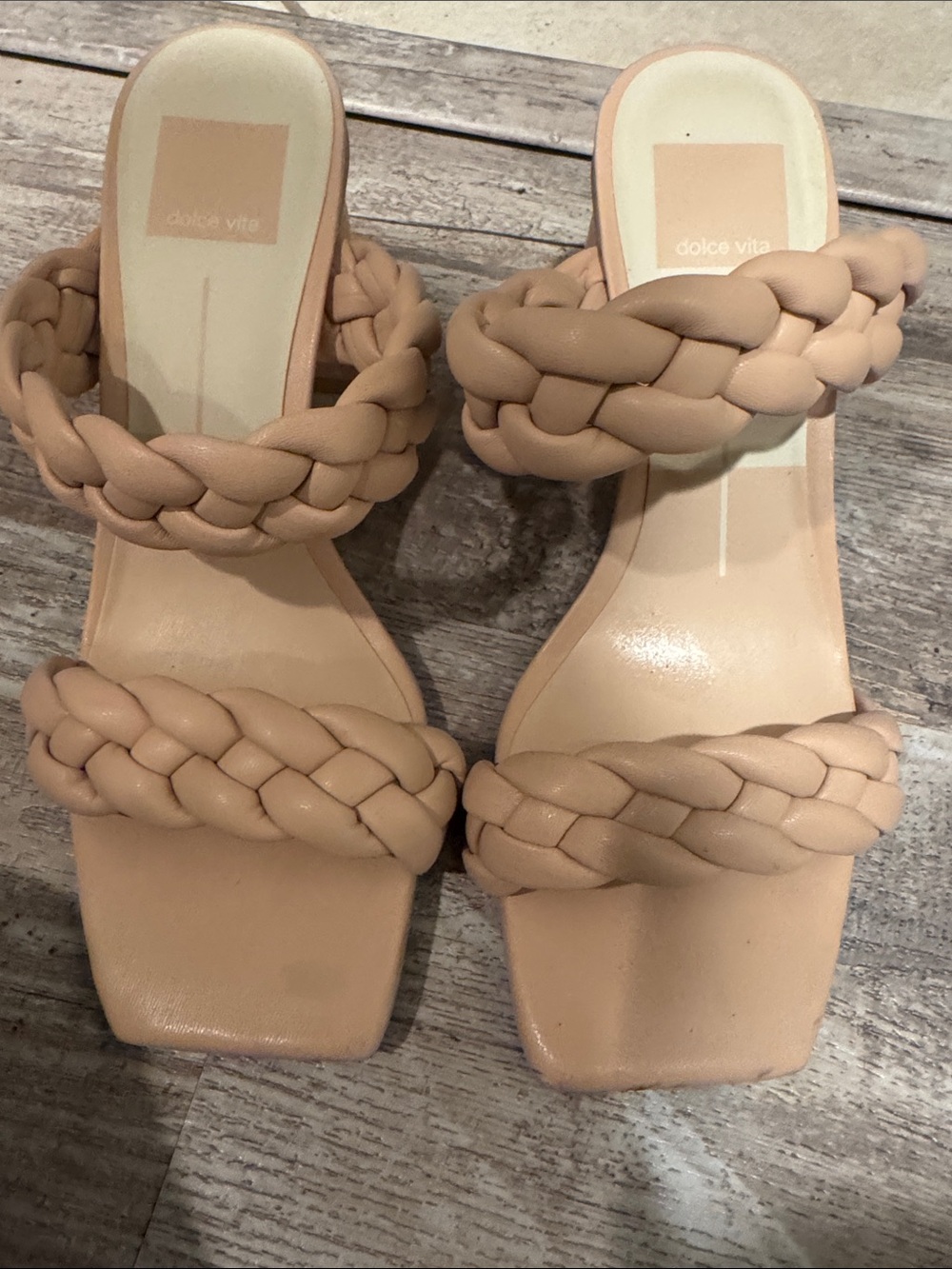 Dolce Vita Braided Double-Strap Slide Sandals in Nude